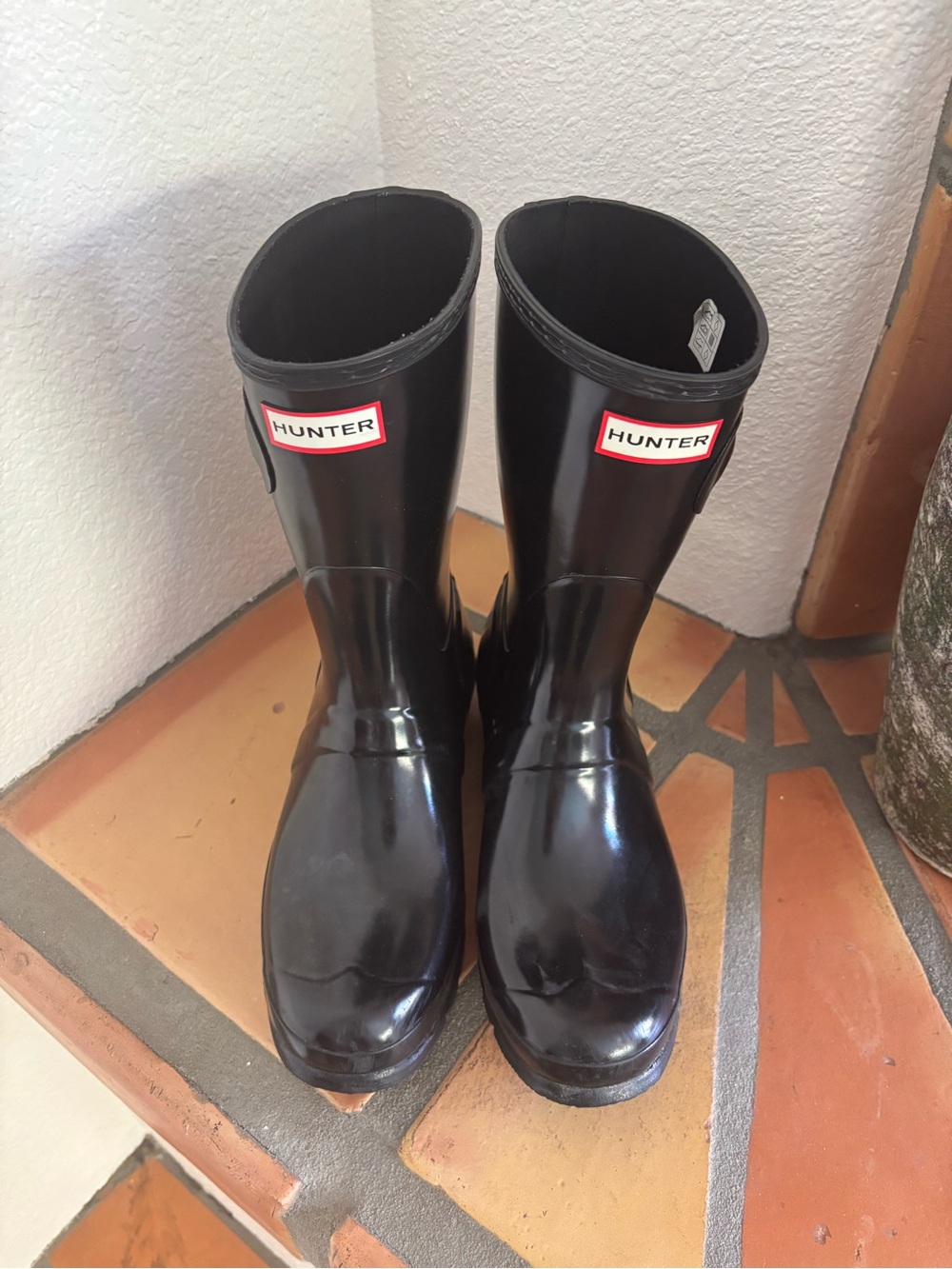 HUNTER Original Short Gloss Black Rain Boot size 10